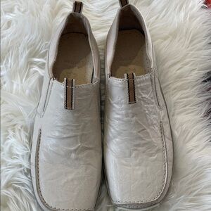 Rieker Cream Leather Slip-On Loafers